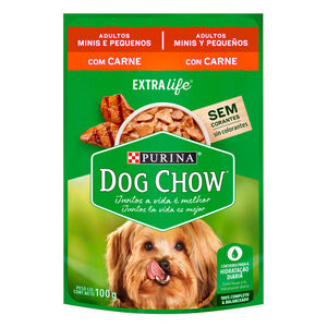 Ração Úmida para Cachorro Dog Chow Adultos Minis e Pequenas Extra Life Sabor Carne em Sachê 100g