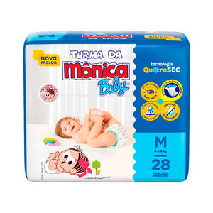 Fralda Infantil Turma da Mônica Baby Jumbo Tamanho M 28 Fraldas Descartáveis