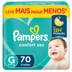 Fralda Pampers Confort Sec Tamanho G Giga 70 Unidades Descartáveis