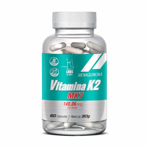 Vitamina K2 MK7 149,06mcg Health Labs com 60 Cápsulas Frasco