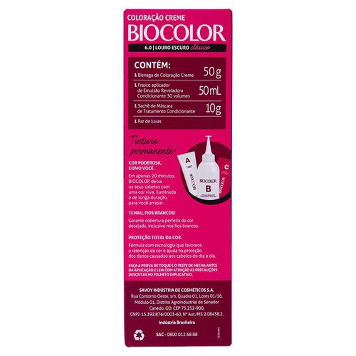 Tinta de Cabelo Biocolor Mini Kit Louro Escuro Clássico 6.0