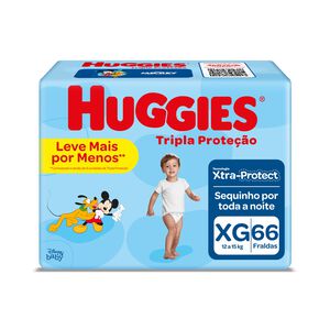 Fralda Huggies Tripla Proteção Tamanho XG Pacote Hiper 66 Fraldas Descartáveis