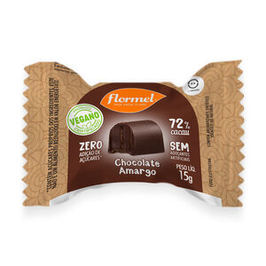 Bombom Vegano Flormel Chocolate Amargo Zero Adição de Açúcares 15g