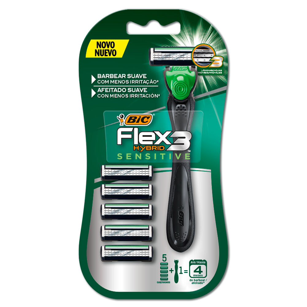 Aparelho de Barbear Bic Flex 3 Hybrid Sensitive com 5 Cargas - Drogaria ...