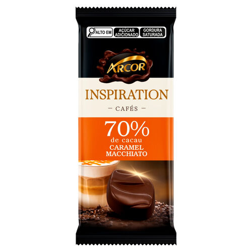 Chocolate Arcor Inspiration Cafés 70% de Cacau Caramel Macchiato 80g Tablete