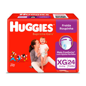 Fralda Roupinha Huggies Supreme Care Tamanho XG Pacote Mega 24 Unidades Descartáveis