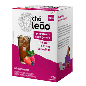 Chá Leão Preparo em Água Gelada Preto com Frutas Vermelhas 10 Sachês