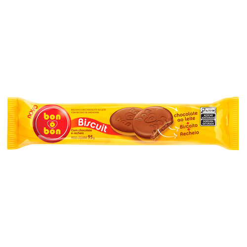 Biscoito Bon o Bon Biscuit Chocolate com Recheio de Amendoim 95g Frente