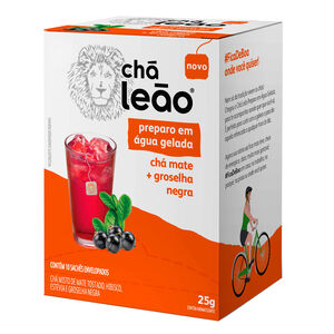 Chá Leão Preparo em Água Gelada Mate com Groselha Negra 10 Sachês