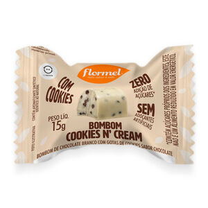 Bombom Flormel Branco Com Cookies N' Cream Zero Adição de Açúcares 15g