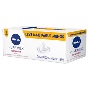 Sabonete em Barra Nivea Pure Milk Sensitive 6 Unidades com 90g cada