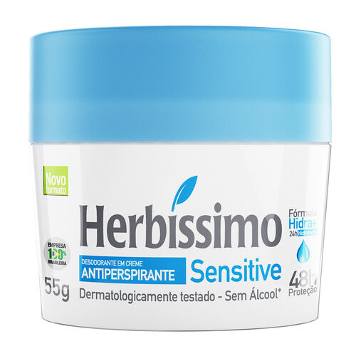Desodorante Antiperspirante em Creme Herbíssimo Sensitive 55g Pote