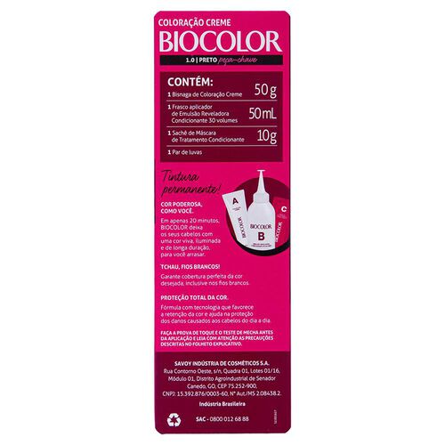 Tinta de Cabelo Biocolor Mini Kit Preto Fundamental 1.0