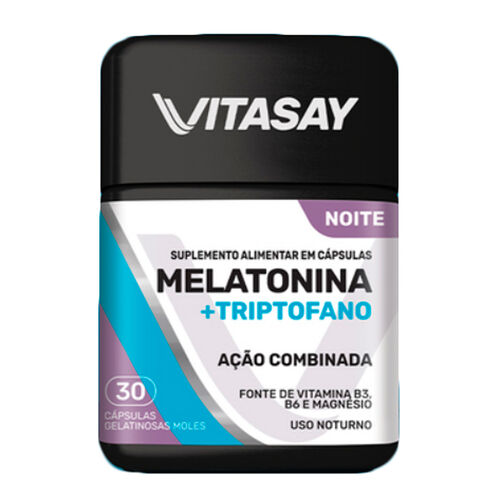 Vitasay Noite Melatonina + Triptofano com 30 Cápsulas Frasco