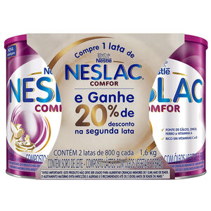 Neslac Comfor Composto Lácteo 2 Latas 800g cada Ganhe 20% de Desconto na Segunda Lata