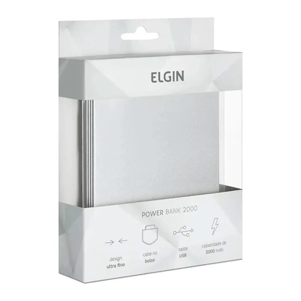 Carregador Portátil Elgin Power Bank Slim 2000mAh USB 1 Unidade
