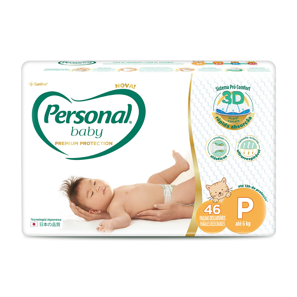 Fralda Personal Baby Premium Protection Tamanho P com 46 Unidades